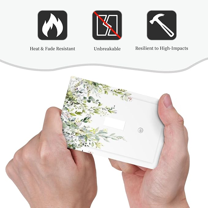 Decorative Light Switch Cover Green Eucalyptus Leaves Floral Wildflower 1 Gang Single Toggle Device Electrical Faceplate Switchplates Decorator Outlet Wall Plate For Bed Room Living Room