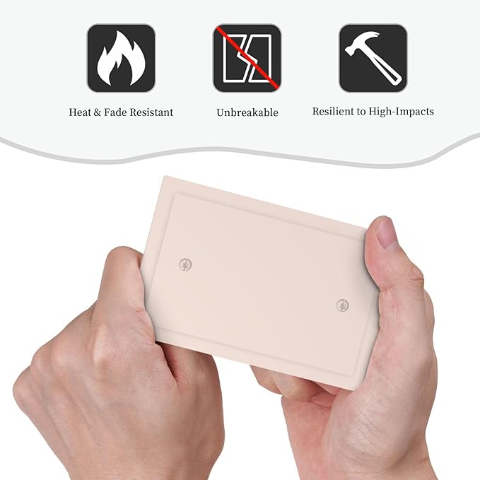Beige Decorative 1 Gang No Device Blank Wall Plate Blank Light Switch Cover Switchplate Electric Unused Faceplate Covers