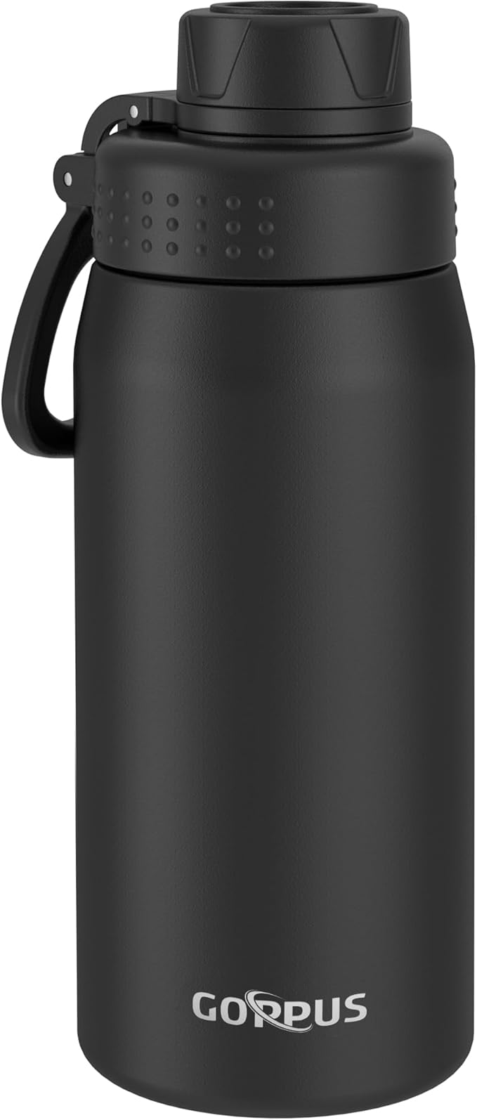 GOPPUS 19oz Kids Water Bottle with Spout Lid, Toddler Water Bottle, Stainless Steel Insulated Water Bottle, Leakproof, BPA Free, Suitable for Boys and Girls for School（Black）