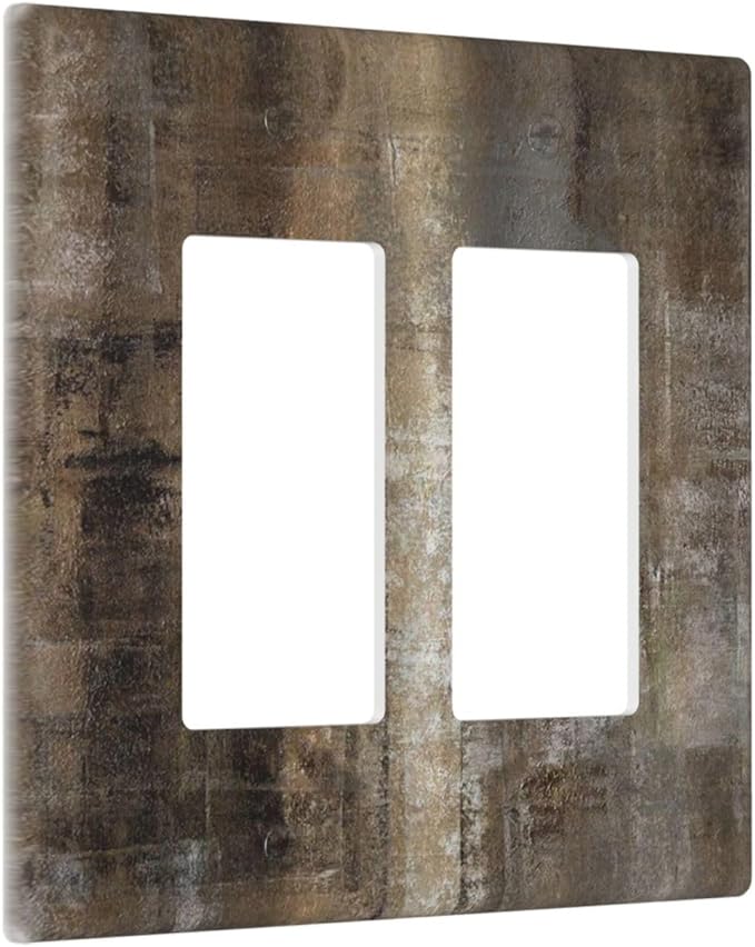 Decorative Outlet Covers Tan Brown Rustic Abstract Wood Vintage Wooden 2 Gang Double Rocker Light Switch Cover Decorative Switch plates Electrical Wallplates GFCI Receptacle for Farmhouse Home