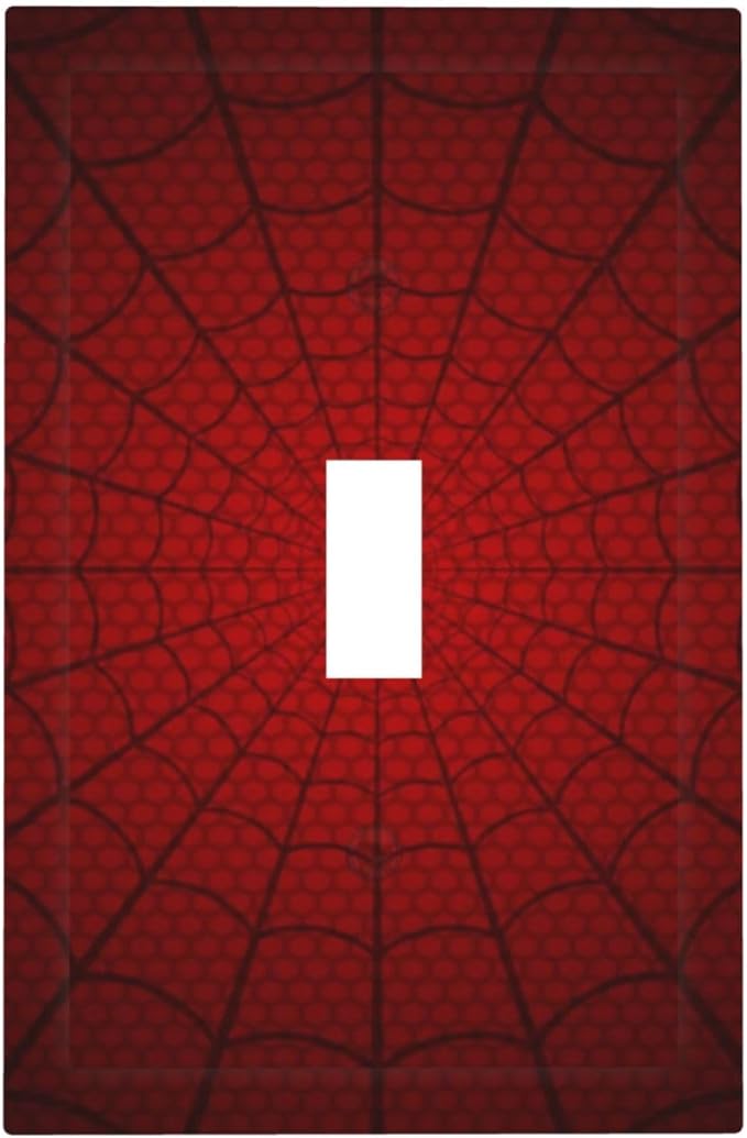 Outlet Covers Red Black Spider Web 1 Gang Duplex Light Switch Cover Plate Decorative Wall Plates Electrical Switchplate Receptacle for Kids Room Home Decor（2 Pack）