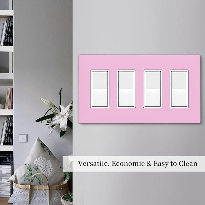 Decorative Purple 4 Gang Quad Rocker/GFCI/Decorator Light Switch Cover Lovely Girl Girly Lavender Electric Face Wallplate Switchplate Screwless