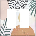 Outlet Covers Boho Mid Century Sun Leaves 2 Gang Wall Plate Double Rocker Light Switch Cover Abstract Leaf Arch Decorative GFCI Receptacle Cover Electrical Switchplate for Bathroom Home Decor