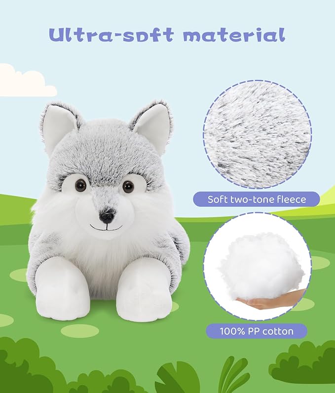 BENINY Large Winter Wolf Stuffed Animal Plush Toy 30", Super Soft Giant Fluffy Plushie Throw Pillow Gift for Birthdays & Christmas