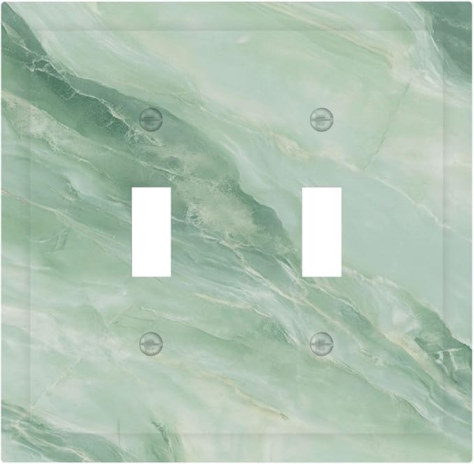 Outlet Covers Green Marble Luxury Abstract 1 Gang Duplex Light Switch Cover Plate Decorative Wall Plates Electrical Switchplate Receptacle for Bathroom Bedroom Decor（2 Pack）
