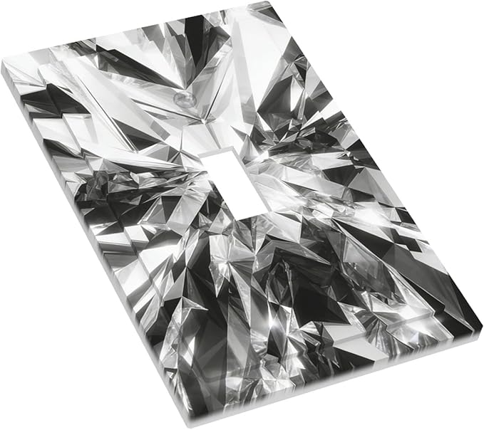 Sparkling Diamond Cut 1-Gang Toggle Light Switch Plate, Crystal Glam Decorative Wall Plate for Bedroom & Living Room Decor Bathroom Decor