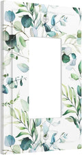 Green Olive Sage Eucalyptus Leaves 1 Gang Decorator Light Switch Cover Single GFCI/Rocker Outlet Switch Wall Plate for Dimmer,USB Outlet Mid Size