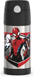 THERMOS FUNTAINER Water Bottle with Straw - 12 Ounce - Kids Stainless Steel Vacuum Insulated Water Bottle with Lid, Spiderman