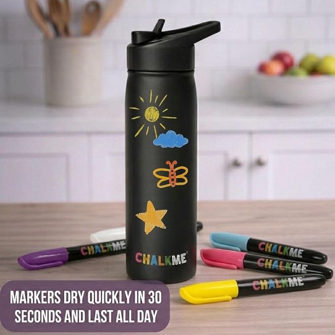Kids Water Bottle 20oz Stainless Steel Vacuum Insulated with Washable Markers Included, Decorate Your Own Water Bottle, Dishwasher Safe, Easter Basket Stuffers for Boys & Girls