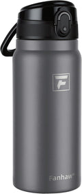 Fanhaw 20 Oz Insulated Stainless Steel Water Bottle with Chug Lid – Wide Mouth, Leak-Proof, BPA-Free – Ideal for Kids, Adults, Sports, Gym, and Outdoor Use (Gray)