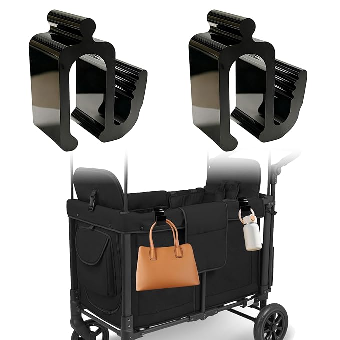 Universal Wagon Accessories, Upgraded Side Hooks with 30kg Load Capacity - Sturdy Stroller Hooks & Space-Saving Travel Organizer for All Wagon Stroller (2PCS)