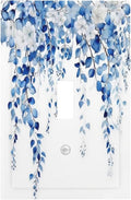 Blue Eucalyptus Leaves Floral Vine Flower Decorative Light Switch Cover 1 Gang Single Toggle Device Electrical Faceplate Switchplates Decorator Outlet Wall Plate for Bedroom Living Room Decor