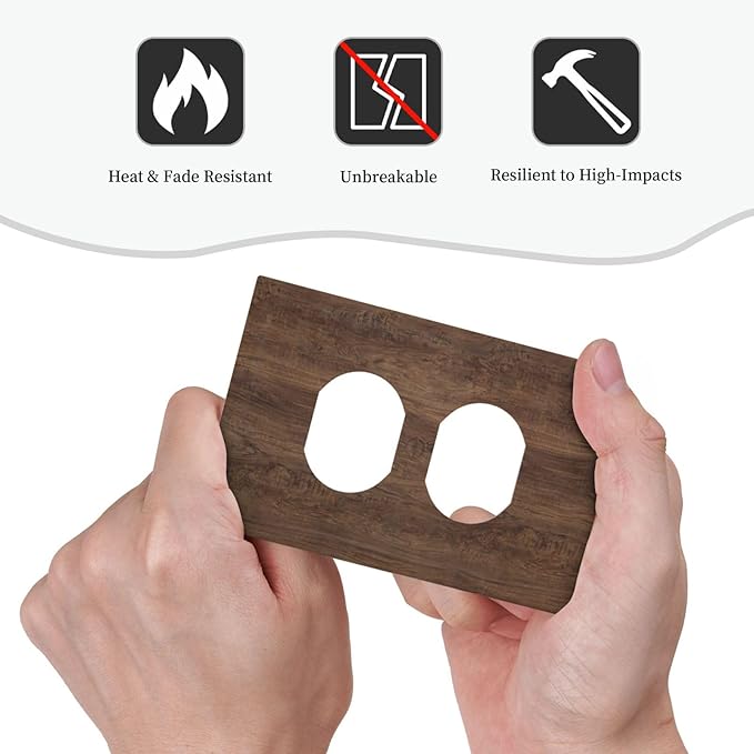 Outlet Covers Rustic Vintage Wood Grain Brown 1 Gang Duplex Electrical Receptacle Faceplate Light Switch Cover Wall Plate Decorative Switch Plates for Farmhouse Cabin Decor
