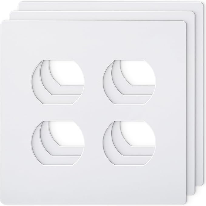 Bates Screwless Double Duplex Outlet Covers, 3 Pack, White, 2 Gang Screwless Wall Plate Cover
