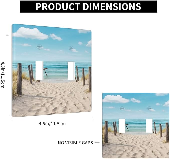 Ocean Beach Sand Clouds 2-Gang Double Toggle Switch Plate, Coastal Beach Wall Plate for Home, Beach House, Bathroom & Sunroom