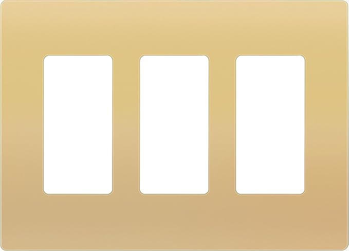 ENERLITES Elite Series Screwless Decorator Wall Plate Child Safe Outlet Cover, Gloss Finish, Size 3-Gang 4.68" H x 6.53" L, Unbreakable Polycarbonate Thermoplastic, SI8833-GD, Gold