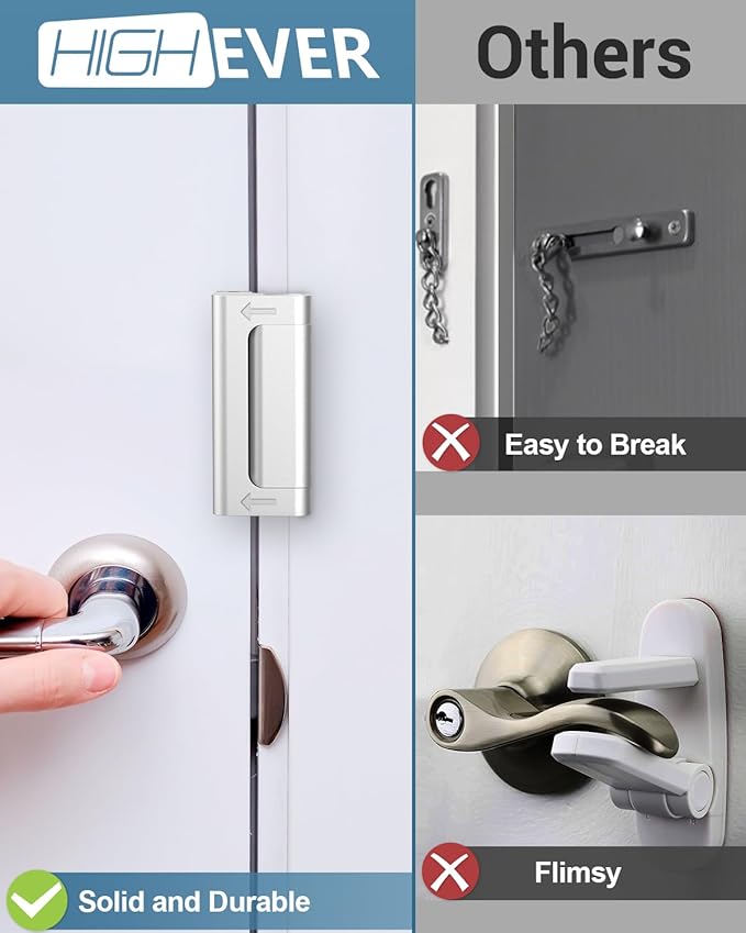 Home Security Door Lock Child Proof Door Reinforcement Lock for Kids Safety Withstand 800lbs Metal Door Lock Security Front Child Safety Door Latch Lock Top High Security Door Locks for Interior Lock
