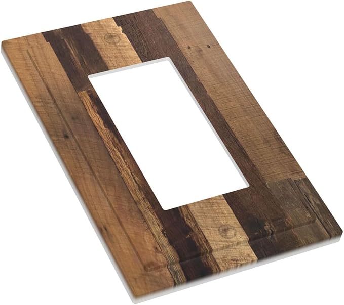 Decorative Outlet Covers Natural Wood Brown Wooden Planks 1 Gang Single Rocker Light Switch Cover Plate Wall Plates Gfci Faceplate For Farmhouse Cabin Decor
