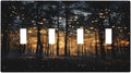 Whimsical Nature Enchanted Forest Landscape Light Switch Covers Quad Toggle Electrical Faceplate 4 Gang Wall Plate Decorative Switch Plates Cover for Bedroom Living Room Decor