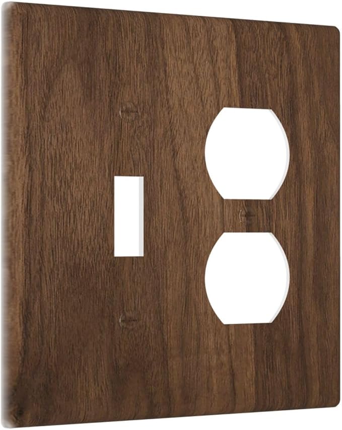 Outlet Covers Dark Brown Wood Grain 1 Toggle 1 Duplex Switch Plate Covers Electrical Light Switch Cover Plate Decorative Wall Plate Socket Cover for Farmhouse Cabin Decor