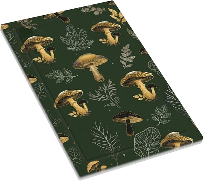 Decorative Light Switch Cover Plate Cute Gold Mushtroom Green Plant Leaf 1 Gang No Device Single Blank Outlet Covers Wall Plates for Electrical Outlets Faceplate for Bedroom Home Decor
