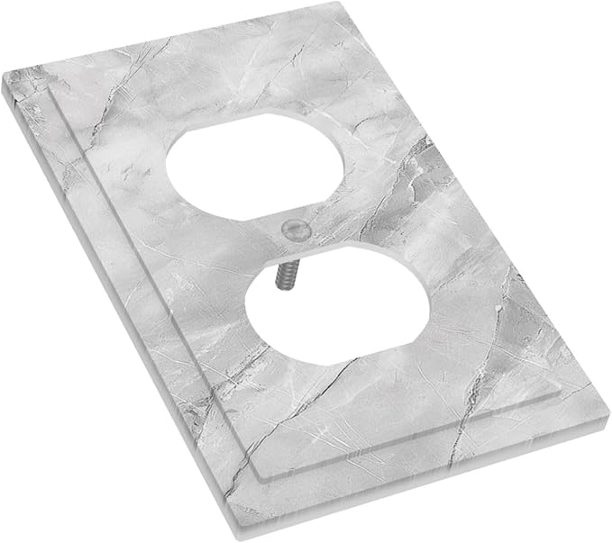 Outlet Covers Gray Marble Pattern 1 Gang Duplex Light Switch Cover Plate Decorative Switch Plate Covers Electrical Socket Cover for Home Farmhouse Decor