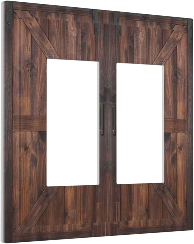 Rustic Barn Doors Vintage Brown Wood Plank Print Decorative Outlet Covers 2 Gang Double GFCI Rocker Electrical Wall Panels Light Switch Cover Plate for Farmhouse Home Decor