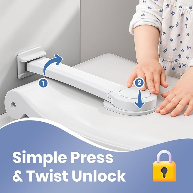 Baby Proofing Toilet Seat Locks (2-Pack) - Ideal Baby Proof Toilet Lid Locks (8.5" L x 3" W) - Easy Installation Toilet Locks Set - No Tools Required