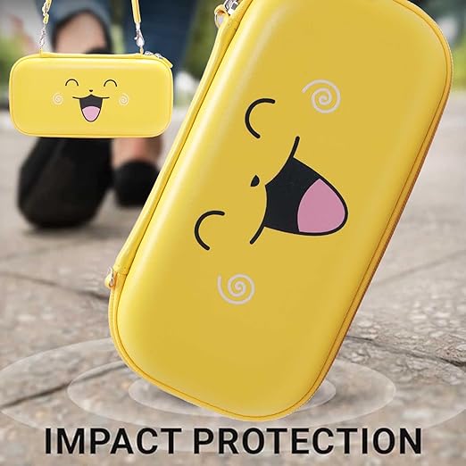 GUTIAL Accessories Bundle for Nintendo Switch Lite - Cute Kawaii NS Lite Accessories kit for Grils Boys Kids with Carrying Case, Cartoon Cover Case, Screen Protector, Stand - Yellow