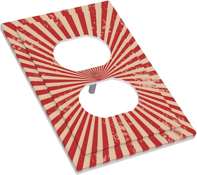 Retro Circus Sparkling Red White Lines Mid Century Outlet Covers 1 Gang Duplex Light Switch Cover Decorative Switch Plates Electrical Receptacle Faceplate Wall Plate for Farmhouse Home Decor