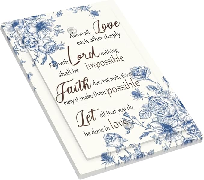 Decorative Light Switch Cover Plate Inspirational Quotes Blue Flower Floral 1 Gang No Device Single Blank Outlet Covers Wall Plates for Electrical Outlets Faceplate for Bedroom Home Decor