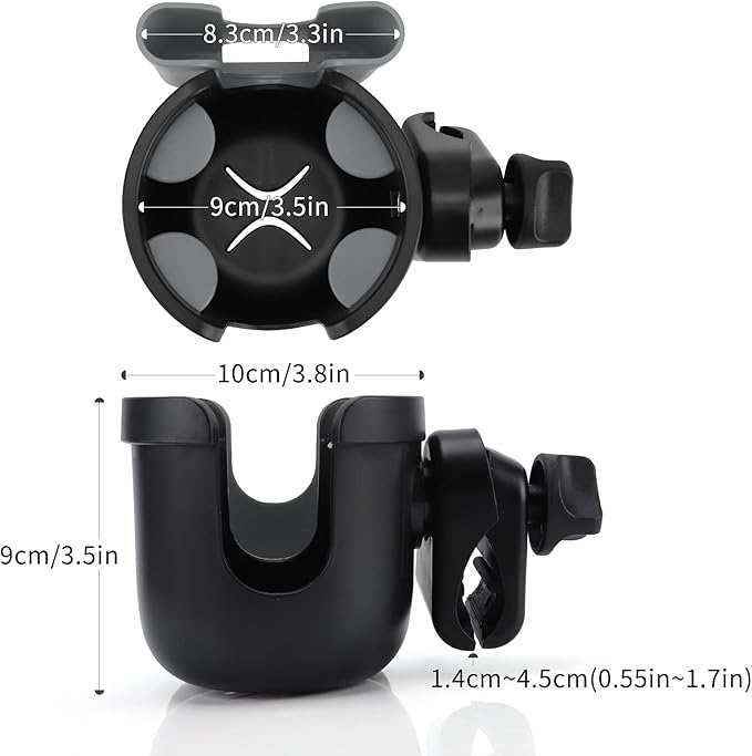 Accmor Stroller Cup Holder with Phone Holder, Bike Cup Holder, Universal Cup Holder for Uppababy Nuna Doona Strollers, 2-in-1 Cup Phone Holder for Stroller Bike Accessory