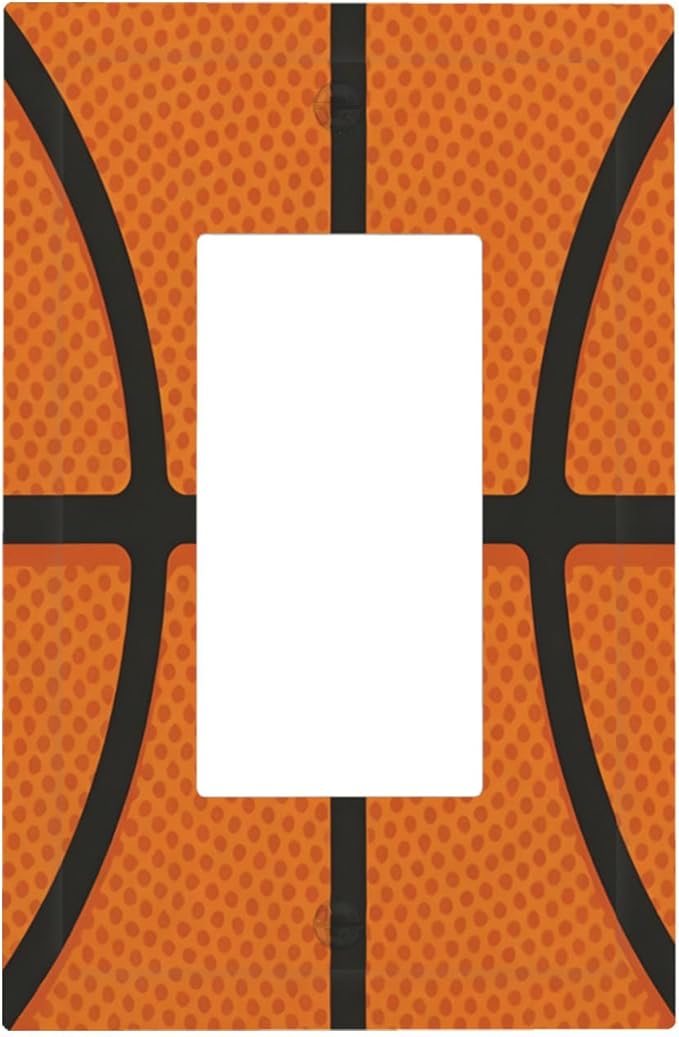 Vintage Basketball Texture Single Rocker Switch Cover - 1-Gang Standard US Size Sports Themed Light Switch Covers for Boy's Bedroom Decor