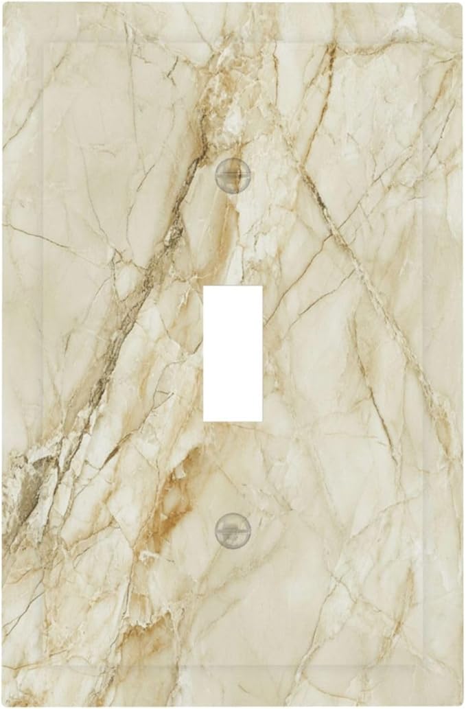 Light Switch Cover Plate Creamy Beige Marble Abstract Minimalism 1 Gang Wall Plate Cover Single Toggle Outlet Covers Decorative Switch Plate Covers Electrical Faceplate for Bathroom Home