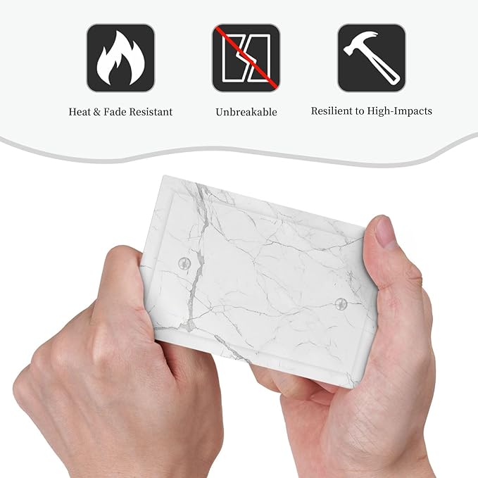 Light Switch Cover Plate White Grey Abstract Modern Marble 1 Gang No Device Blank Electrical Wall Plates Faceplate Decorative Switch Plate for Bathroom Kitchen Decor