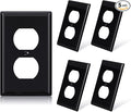 ELEGRP Duplex Receptacle Outlet Covers, 1-Gang Standard Size Wall Plates, Unbreakable Polycarbonate Dual Outlet Faceplates Covers, UL Listed, Color-matched Screws Included (5 Pack, Glossy Black)