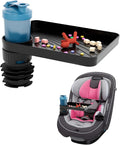 SEVEN SPARTA Car Seat Tray for Kids Toddler Travel with Soft Rubber Base, Rotatable and Removable Cup Holder Snack Tray for Food Color and Play for Family Road Trip Essentials (1, Large Base)