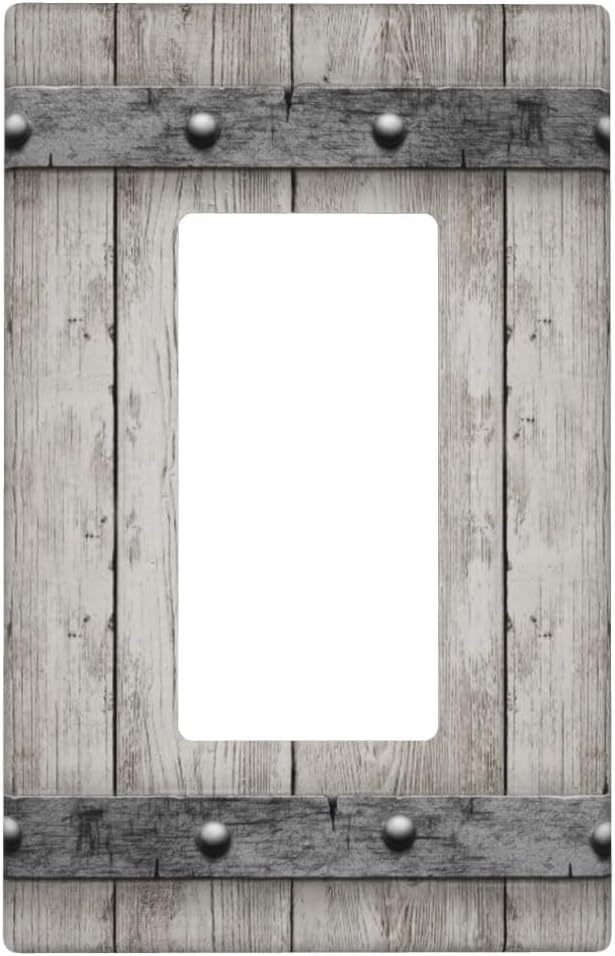 Rustic Cabin Wooden Texture 1-Gang Rocker Wall Plate, Gray Vintage Wood Switch Plate for Home, Cabin, Lodge & Farmhouse