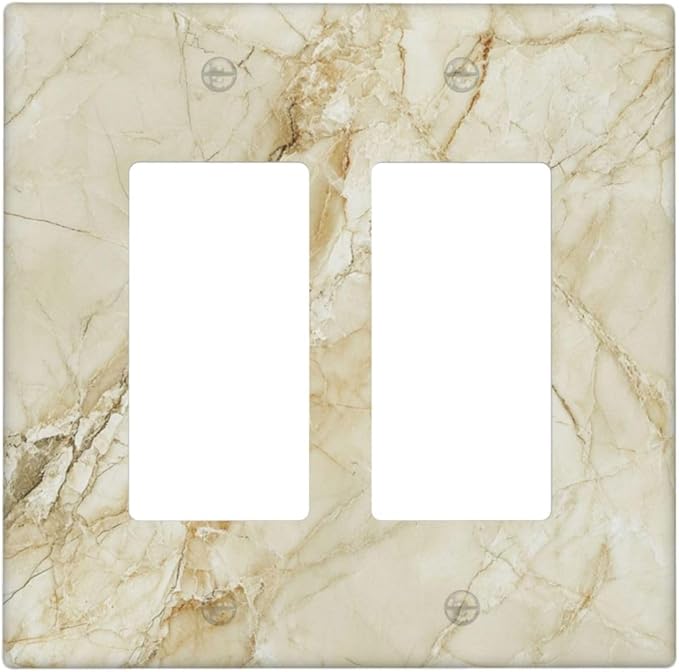 Outlet Covers Creamy Beige Marble Abstract Minimalism 2 Gang Double Rocker Light Switch Cover Plate Decorative Wall Plate GFCI Socket Cover Electrical Switch Plate Covers for Bathroom Home