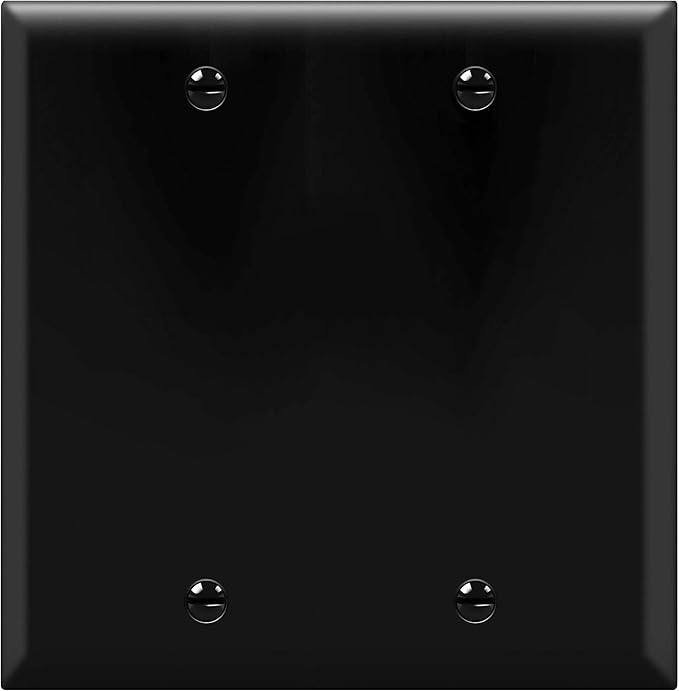 ENERLITES Double Blank Device Wall Plate, Gloss Finish, Standard Size 2-Gang 4.50" x 4.57", Polycarbonate Thermoplastic, 8802-BK, Black