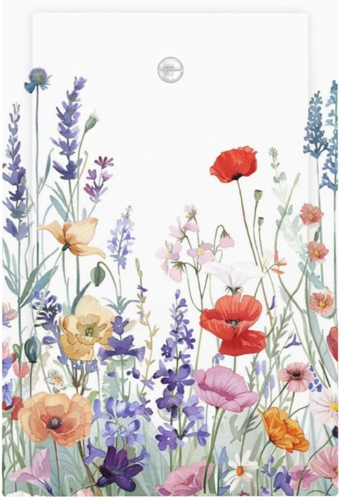 Colorful Floral Purple Lavender Flower Leaves Plants Light Switch Cover Plate 1 Gang No Device Blank Electrical Wall Plates Faceplate Decorative Switch Plate for Bed Room Living Room Decor