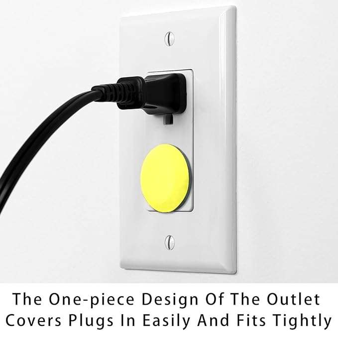 Outlet Covers (12/24 Pack)– Pure Yellow Pattern Outlet Plug Covers – Baby Safety Child Proof