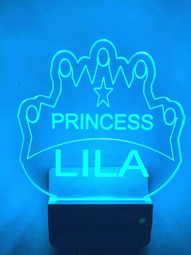 Night Light Multi Color Personalized LED Plug-in Ultra-Slim Touch Light Smart Dusk to Dawn Sensor Kids Christmas/Birthday Gifts Children's Bedroom Kitchen Bathroom Hallway Variations (Princess Crown)