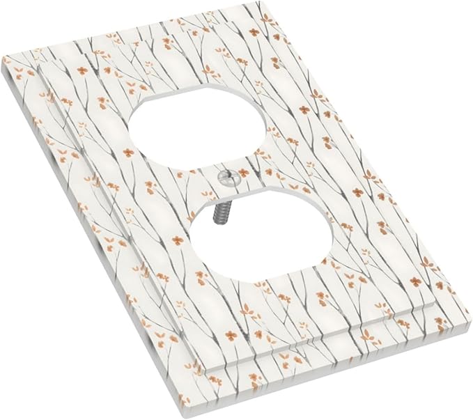 Boho Floral Watercolor Tree Branch Flower Minimalist Outlet Covers 1 Gang Duplex Light Switch Cover Decorative Switch Plates Electrical Receptacle Faceplate Wall Plate for Bedroom Living Room Decor