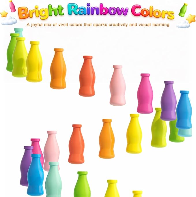 Match The Bottle Color Game, Fun Family Board Game for Kids and Adults 2–4 Players, Bottle Flip Challenge Toy for Travel, Camping, Holidays, Celebrate Birthday Party, Backyard Night (Medium, Plastic)