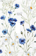 Light Switch Cover Plate Watercolor Daisy Blue Floral Vintage Plant 1 Gang Single Toggle Decorative Switch Plates Wall Plates Electrical Faceplate Socket Covers for Bedroom Home Decor