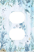 Outlet Covers Jellyfish Teal Blue Ocean Turtle Coastal Beach 1 Gang Duplex Electrical Receptacle Faceplate Light Switch Cover Wall Plate Decorative Switch Plates for Bedroom Bathroom Decor