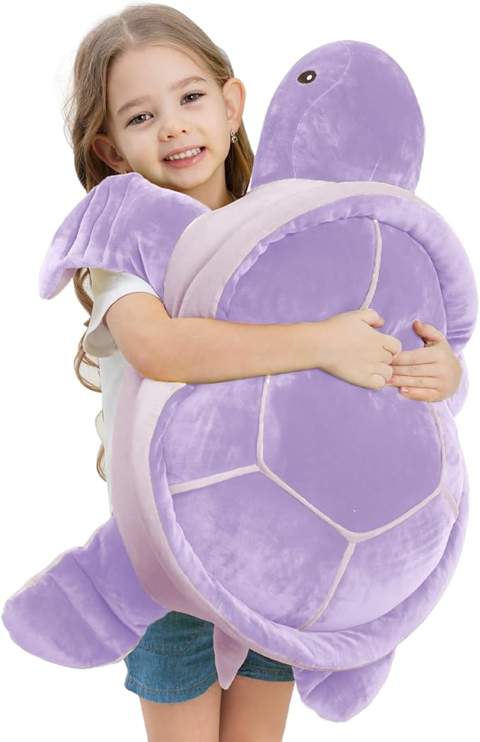 Dalmao 28 inch Big Sea Turtle Tuffed Animals Plush Toys, Large Ocean Turtle Giant Plushies Body Pillow, Gift for Kids Boy Girl Girlfriend, Birthday-Purple