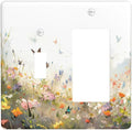 Wildflowers Watercolor Floral Colorful Butterfly Outlet Covers 1 Toggle 1 Rocker Combination Decorative Wall Plate Electrical Switch Plates Light Switch Cover Plate for Farmhouse Bed Room Decor