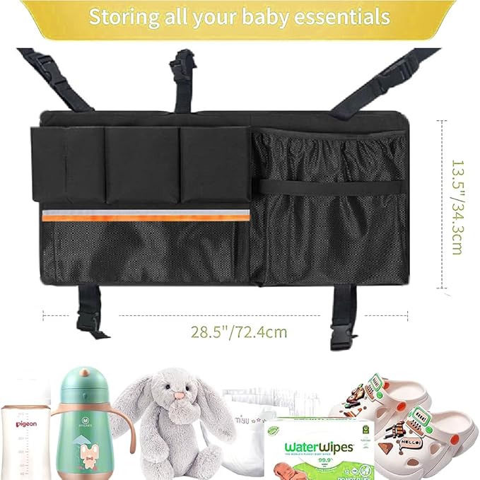 Wagon Organizer - Wagon Storage Attachment，Wagon Accessories Organizer Compatible, Large Capacity Mesh Cargo Storage Bag with Sorting Pockets Compatible with Wagon, Black